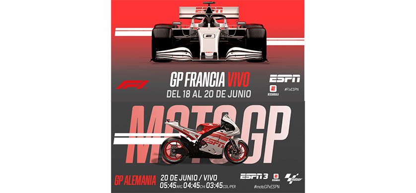 TOTALMEDIOS - ESPN transmite en vivo el GP de Francia de F1 y el de  Alemania de MotoGP